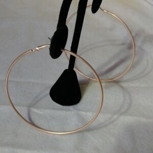 Rose Gold tone Matte finish 7.5cm hoop earrings pierced NWT (sku 167)